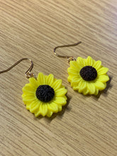 Load image into Gallery viewer, Yellow Sunflower Charm Earrings