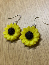 Load image into Gallery viewer, Yellow Sunflower Charm Earrings
