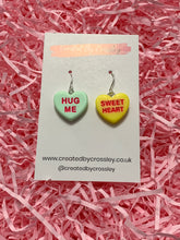 Load image into Gallery viewer, Sweetheart Quote Heart Charm Earrings