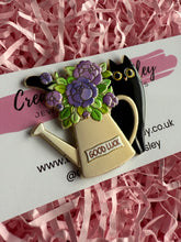 Load image into Gallery viewer, Flower Watering Can Cat Pin Badge
