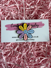 Load image into Gallery viewer, Positive Quote Flower Pin Badge
