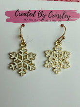Load image into Gallery viewer, White Snowflake Charm Earrings
