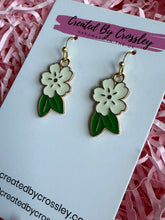 Load image into Gallery viewer, White Flower Charm Earrings
