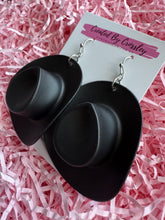 Load image into Gallery viewer, Large Black Cowboy Hat Charm Earrings
