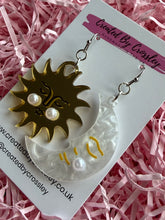 Load image into Gallery viewer, Sun and Moon Charm Earrings
