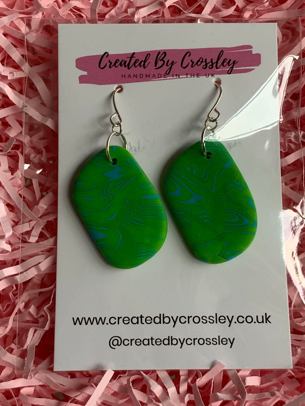 Green Blue Clay Earrings