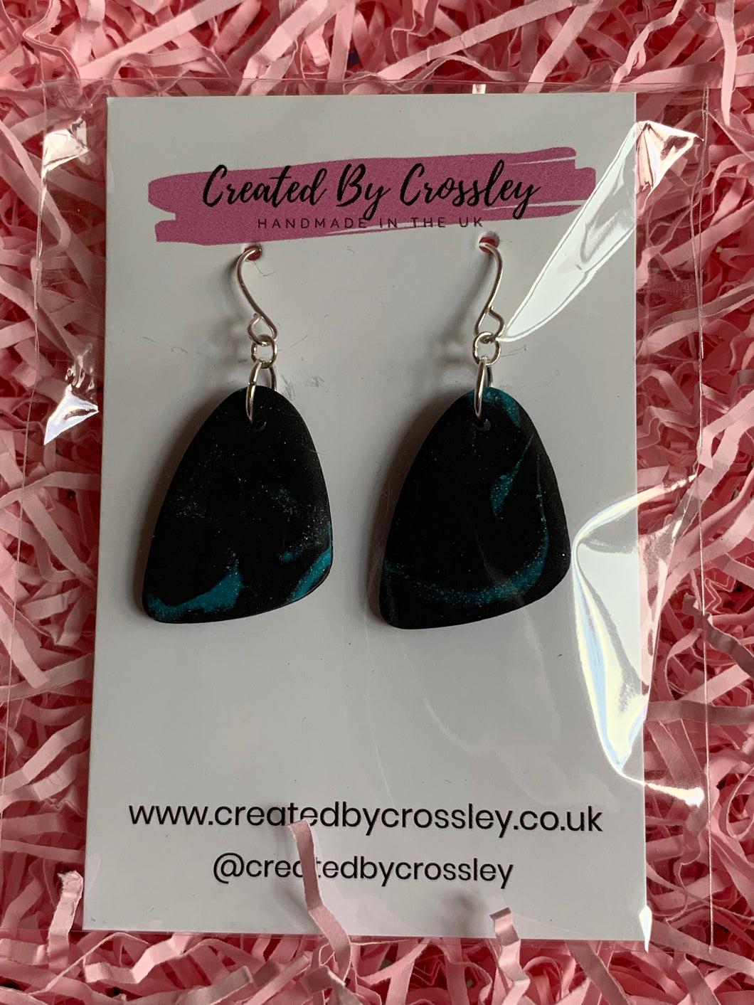 Black Blue Clay Earrings