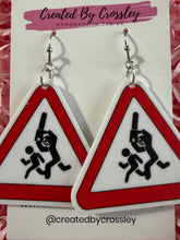 Load image into Gallery viewer, Triangle Warning Charm Earrings
