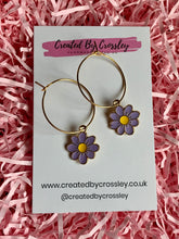 Load image into Gallery viewer, Colourful Daisy Charm Hoop Earrings
