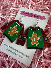 Load image into Gallery viewer, Gingerbread Man Christmas Jumper Charm Earrings
