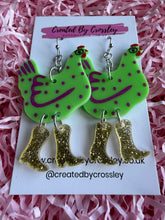 Load image into Gallery viewer, Green Chicken Charm Earrings
