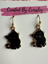 Load image into Gallery viewer, Black Cat Charm Earrings
