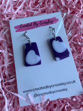 Load image into Gallery viewer, Purple Pattern Clay Earrings
