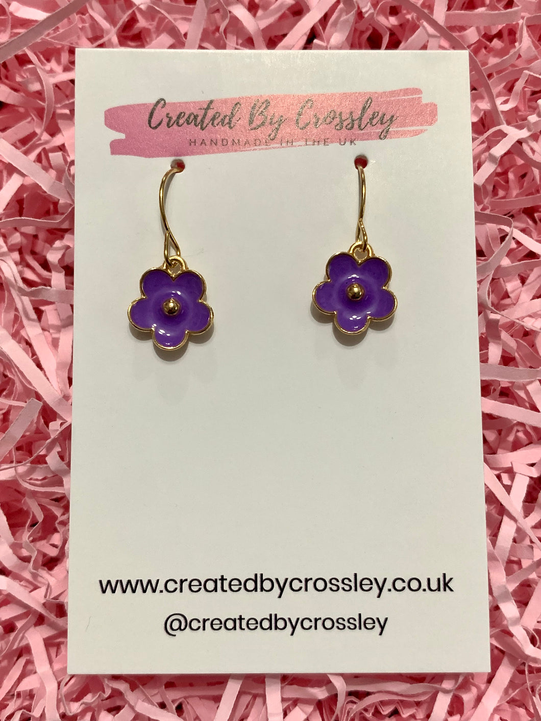 Purple Flower Charm Earrings