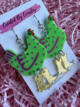Load image into Gallery viewer, Green Chicken Charm Earrings
