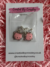 Load image into Gallery viewer, Pink Cat Clip On Earrings
