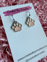 Load image into Gallery viewer, Pink Paw Print Charm Earrings
