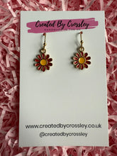 Load image into Gallery viewer, Red Flower Charm Earrings
