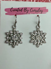 Load image into Gallery viewer, Sparkly Snowflake Charm Earrings
