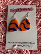 Load image into Gallery viewer, Orange Blue Clay Earrings
