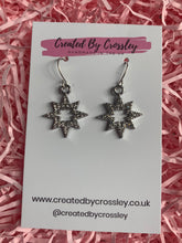 Load image into Gallery viewer, Silver Gem Star Outline Charm Earrings
