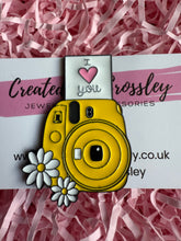 Load image into Gallery viewer, Yellow Polaroid Camera Pin Badge
