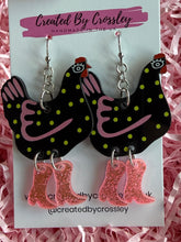 Load image into Gallery viewer, Black Chicken Charm Earrings
