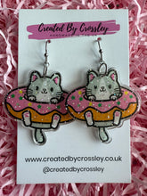 Load image into Gallery viewer, Donut Cat Charm Earrings
