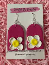 Load image into Gallery viewer, Pink Flower Arch Clay Earrings
