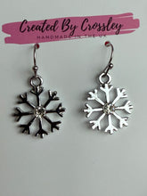 Load image into Gallery viewer, Gem Snowflake Charm Earrings

