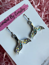 Load image into Gallery viewer, Gem Whale Tail Charm Earrings
