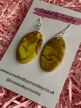 Load image into Gallery viewer, Yellow Purple Oval Clay Earrings
