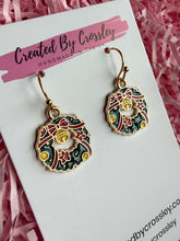Load image into Gallery viewer, Christmas Wreath Charm Earrings
