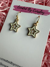 Load image into Gallery viewer, White Outline Star Charm Earrings
