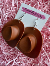 Load image into Gallery viewer, Large Brown Cowboy Hat Charm Earrings
