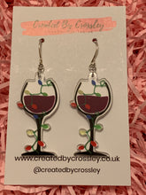 Load image into Gallery viewer, Christmas Wine Glass Charm Earrings
