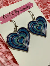 Load image into Gallery viewer, Large Blue Heart Charm Earrings
