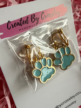 Load image into Gallery viewer, Blue Paw Print Clip On Earrings
