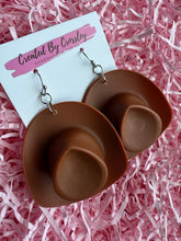 Load image into Gallery viewer, Large Brown Cowboy Hat Charm Earrings
