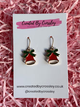 Load image into Gallery viewer, Red Christmas Bell Charm Earrings
