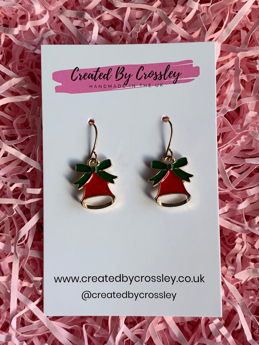 Red Christmas Bell Charm Earrings