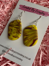 Load image into Gallery viewer, Yellow Purple Clay Earrings
