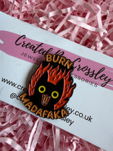 Load image into Gallery viewer, Funny Fire Cat Pin Badge
