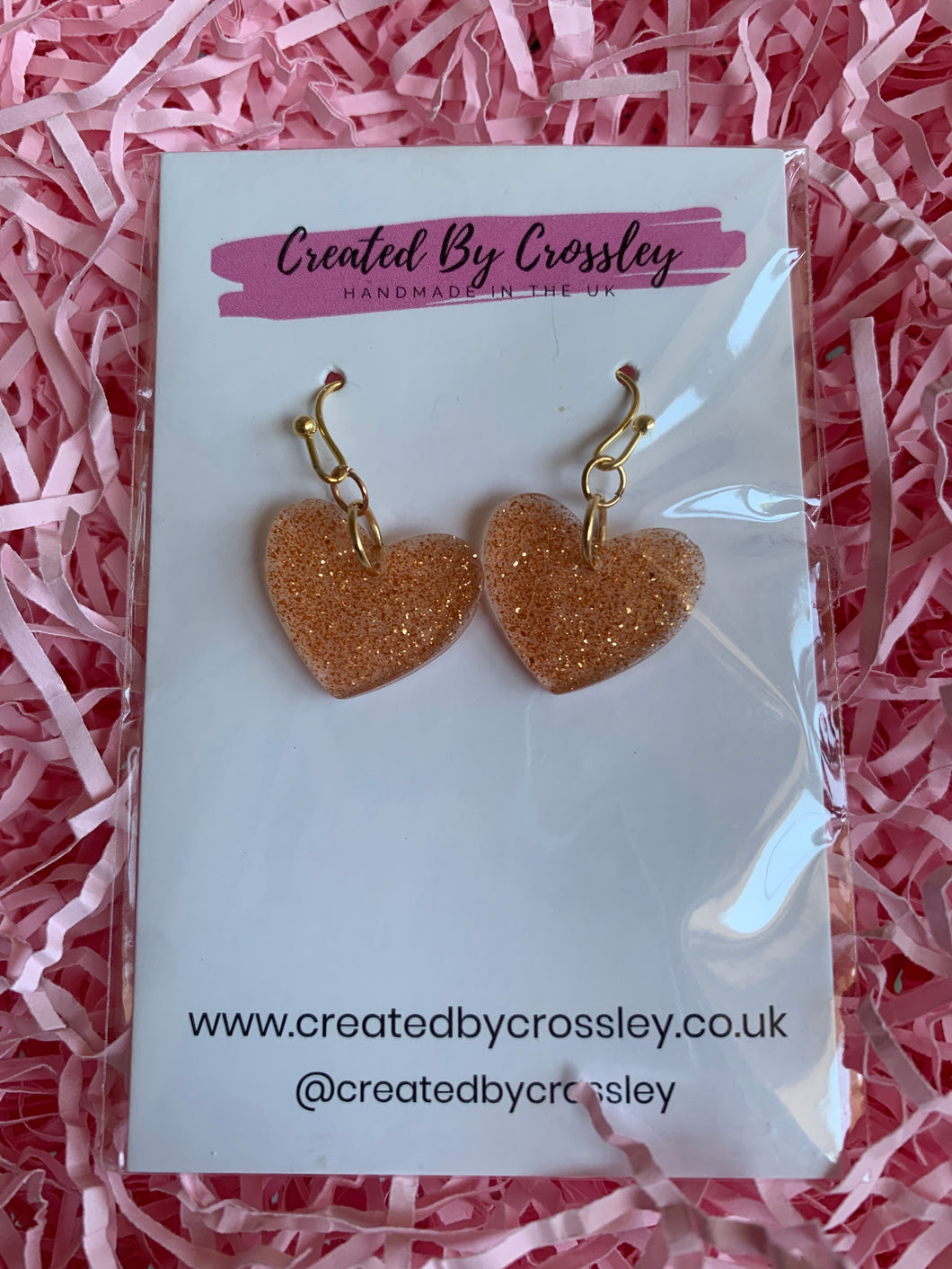 Bronze Shimmer Heart Resin Earrings