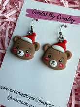 Load image into Gallery viewer, Chunky Festive Bear Charm Earrings
