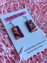 Load image into Gallery viewer, Purple Pattern Clay Earrings
