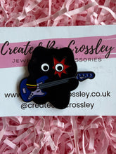 Load image into Gallery viewer, Bass Guitar Cat Pin Badge
