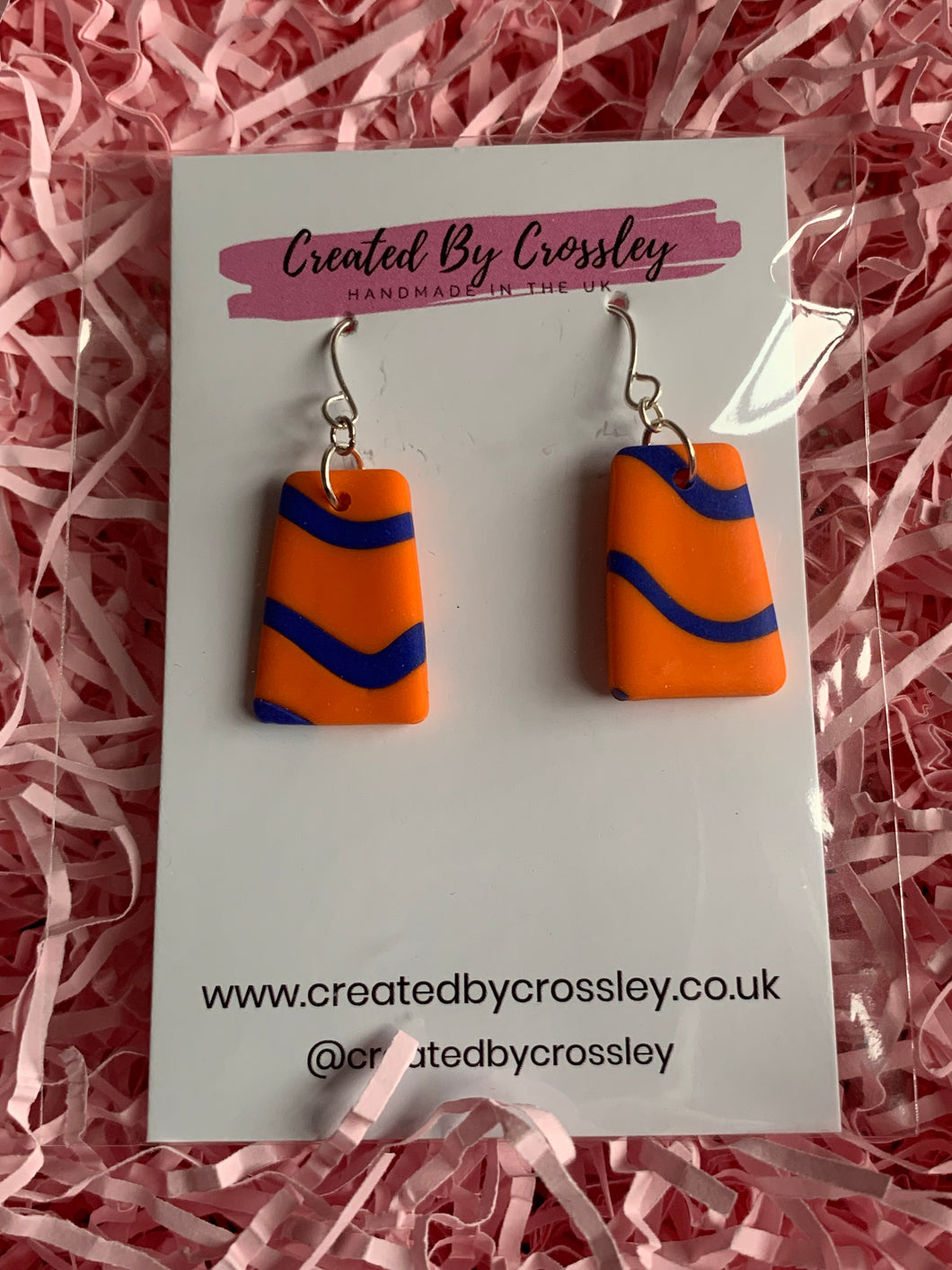 Orange Blue Clay Earrings