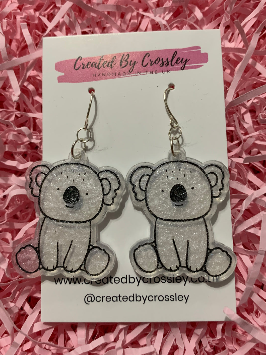 Shimmer Koala Resin Earrings