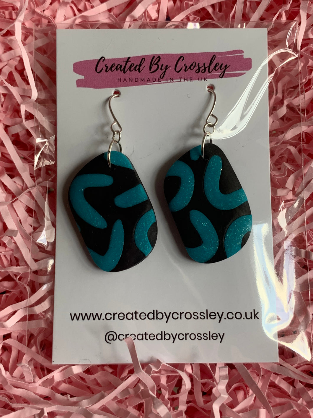 Black Blue Clay Earrings